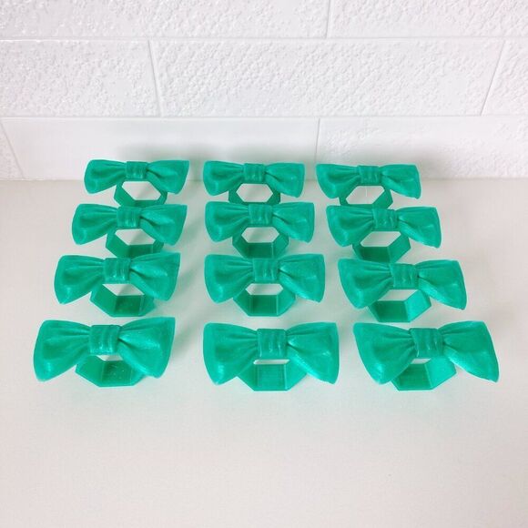 Stylish Bow Napkin Rings – Medium Green - Handmade - Wedding Party Event Planner - Picture 9 of 11